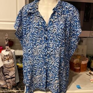 - C womens Belissimo casual cap sleeve button front plus size blouse 3x